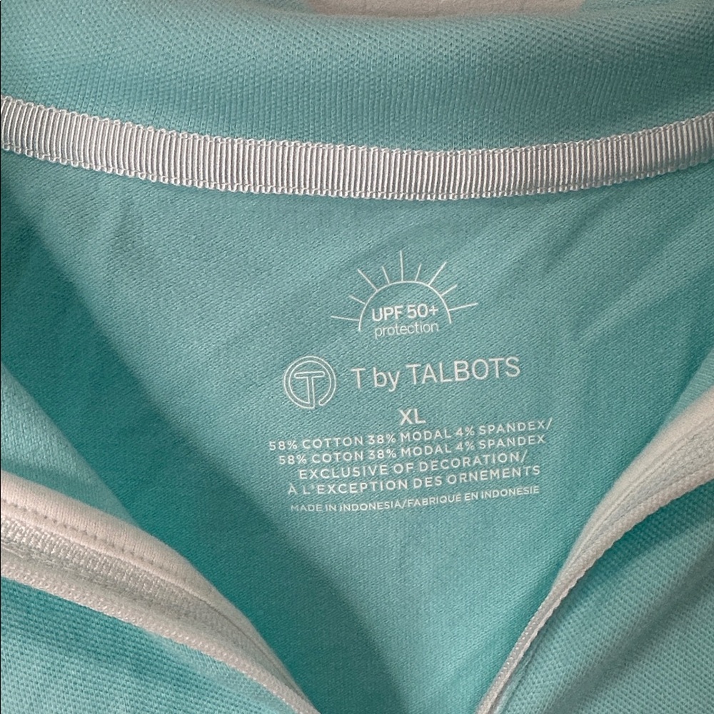 T by Talbots Light Blue‎ Sleeveless Tank Top UPF 50+ SLEEVELESS PIQUÉ POLO XL - Picture 2 of 6